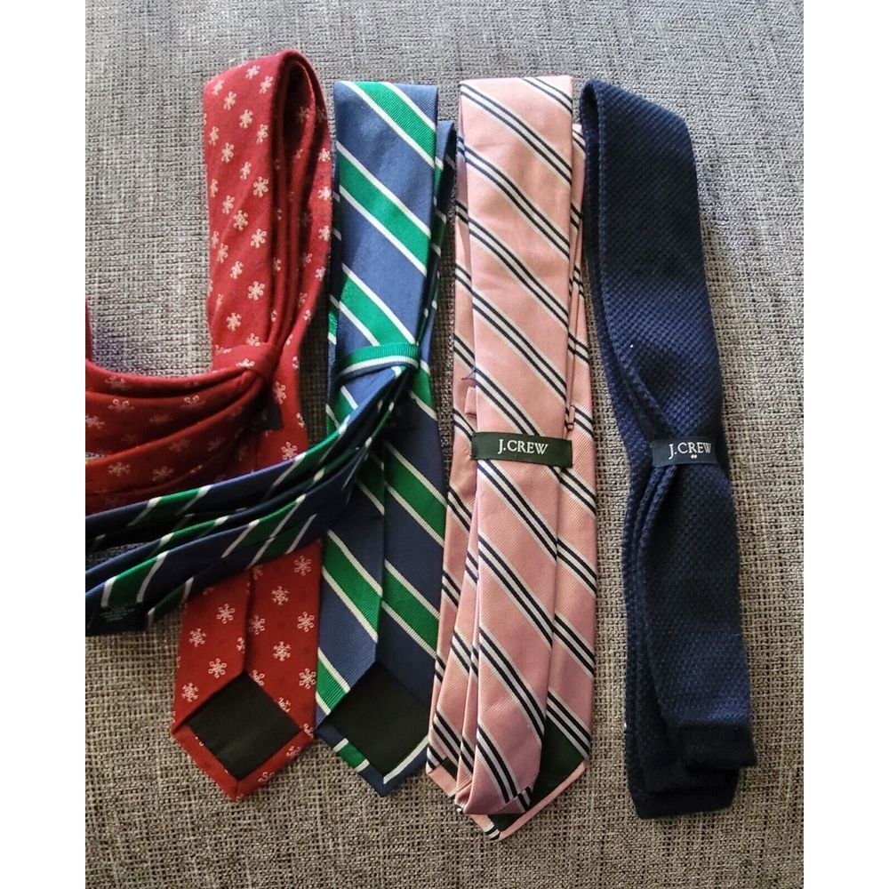 Lot Of 4 J. Crew Red Blue Pink Ties - Picture 2 of 6
